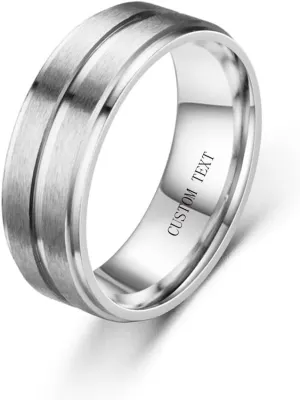 Matching Promise Rings for Couples Customize Couples Wedding Rings for Him and Her Set Stainless Steel Cubic Zirconia Wedding Bands for Women Personalized Engraved Mens Wedding 8mm Band Tungsten Carbide Christmas Jewelry Gift