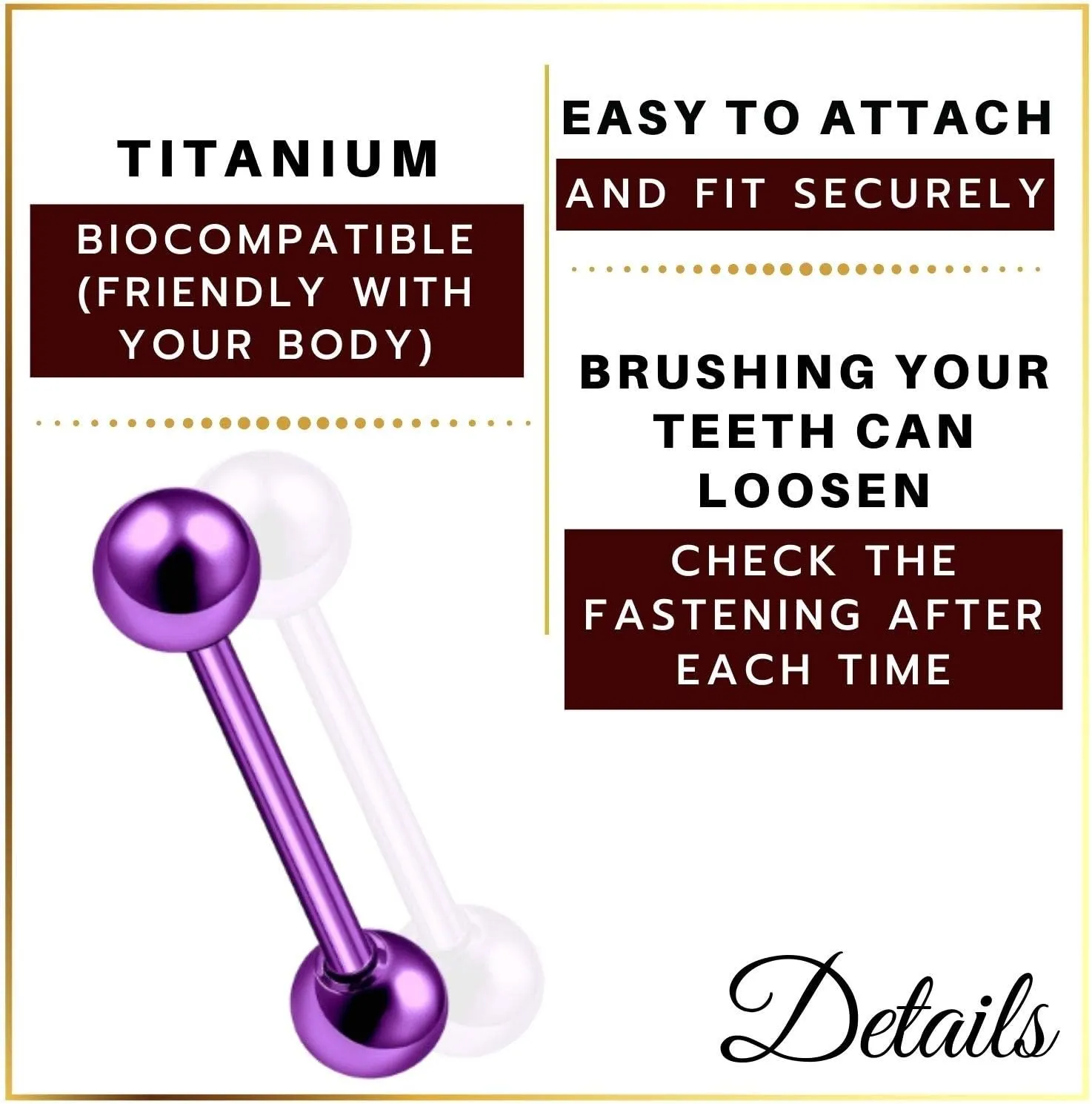 MATIGA Anodized Titanium 14 gauge Barbell Tongue Piercing Jewelry Nipple with two 5mm Ball More Choices