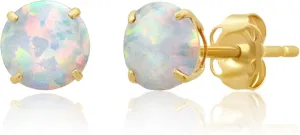 MAX   STONE 14k Gold Round Stud Gemstone Earrings - 6mm Birthstone, Real Gold Gemstone for Women