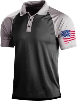 Mens 1776 Independence Day American Flag Printed Short Sleeve Polo Shirts Dri Fit Polo Shirts Vintage Graphic Stretch Polos