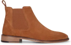 Men's Brown Suede Leather Slip-On Chelsea Ankle Boots