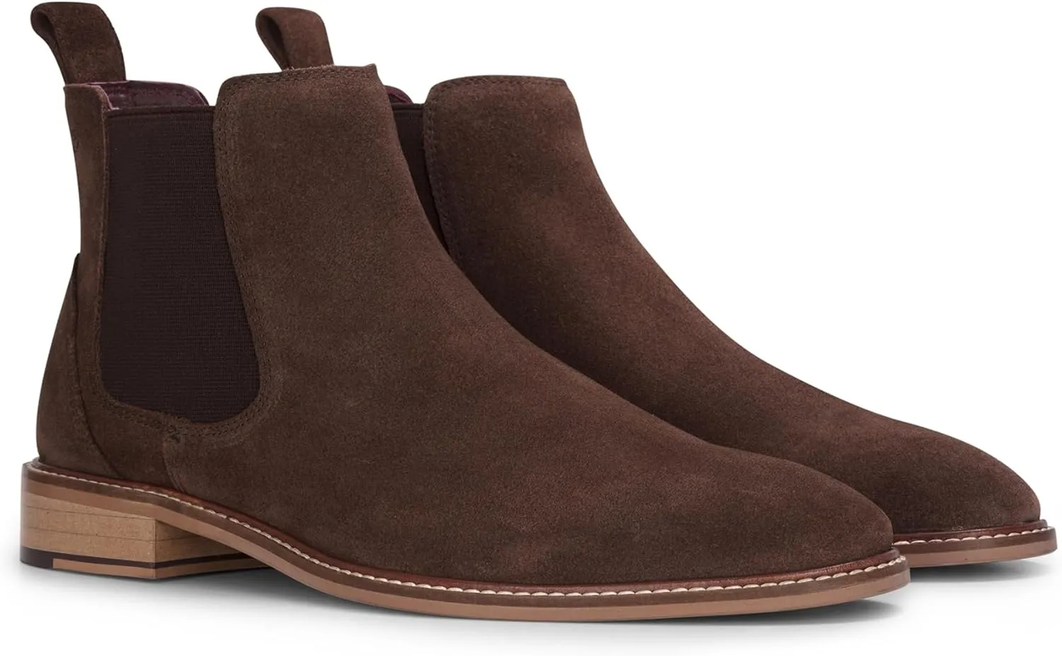 Men's Brown Suede Leather Slip-On Chelsea Ankle Boots