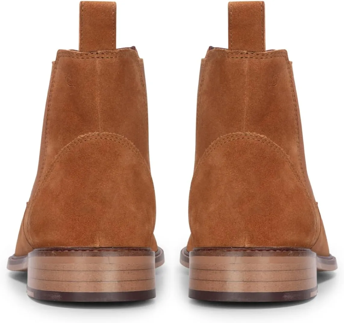Men's Brown Suede Leather Slip-On Chelsea Ankle Boots