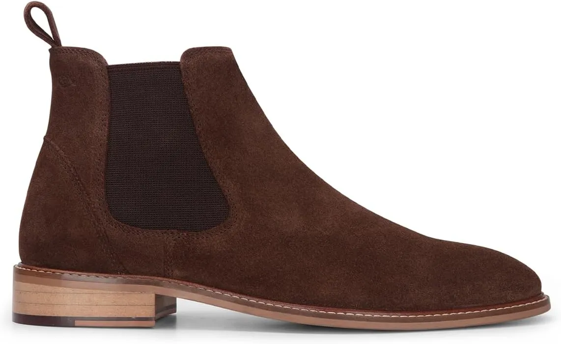 Men's Brown Suede Leather Slip-On Chelsea Ankle Boots