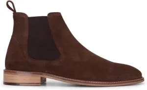 Men's Brown Suede Leather Slip-On Chelsea Ankle Boots