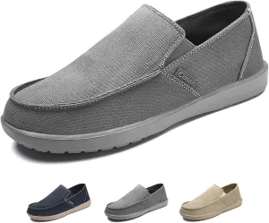 Men's Canvas Slip On Lightweight Loafers with Arch Support Comfortable Non-Slip Orthopedic Walking Boat Shoes Casual Breathable Flat Sneakers