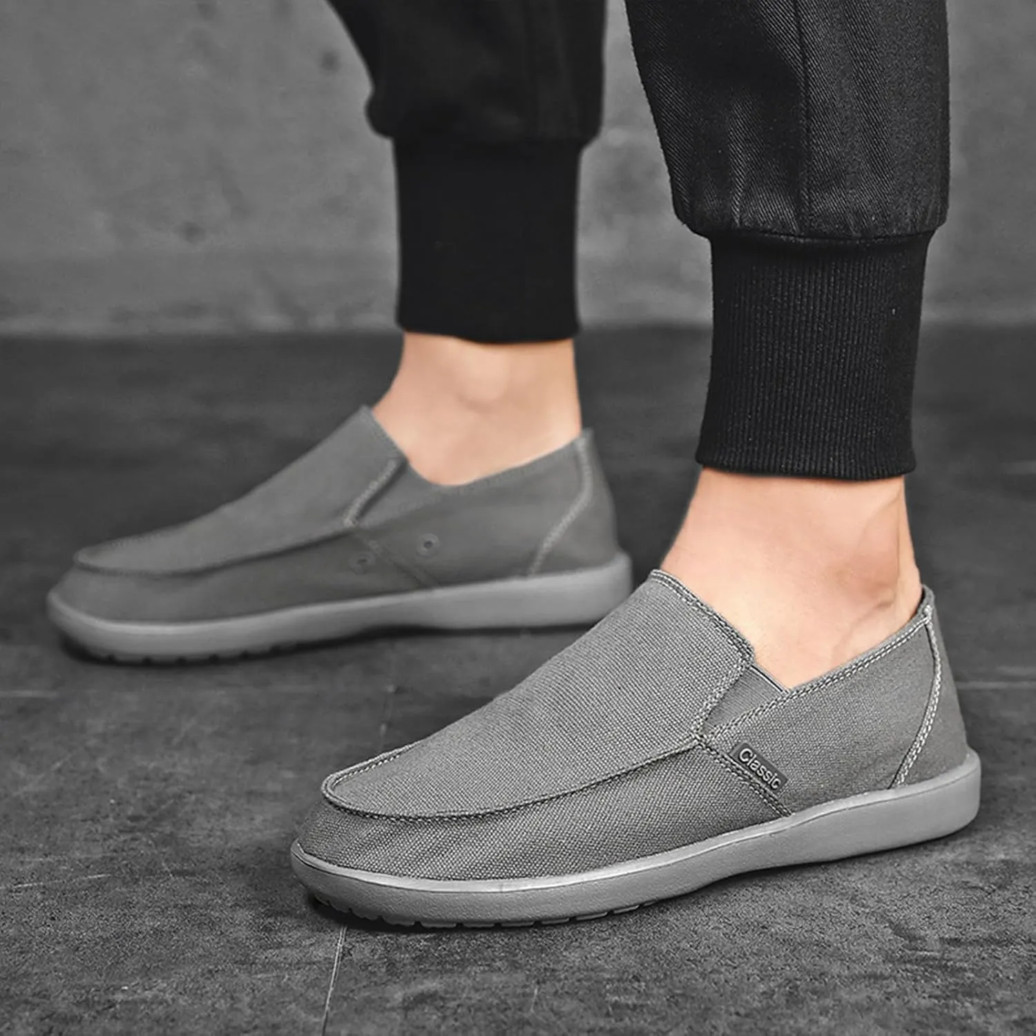 Men's Canvas Slip On Lightweight Loafers with Arch Support Comfortable Non-Slip Orthopedic Walking Boat Shoes Casual Breathable Flat Sneakers