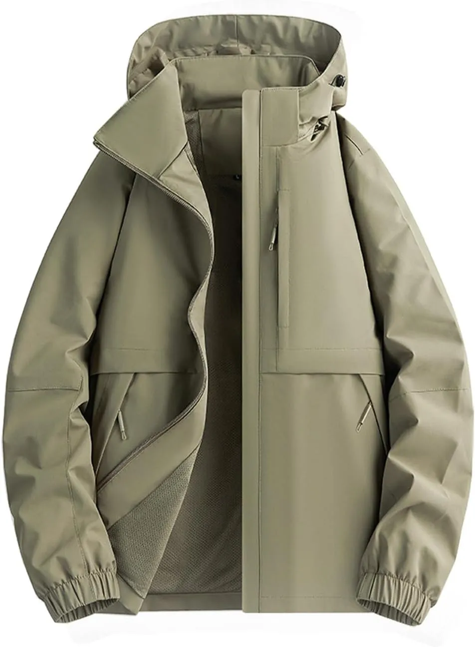 Mens Casual Lightweight Jacket Softshell Flight Jacket Varsity Windbreaker Winter Breathable Hooded Outdoor Jackets