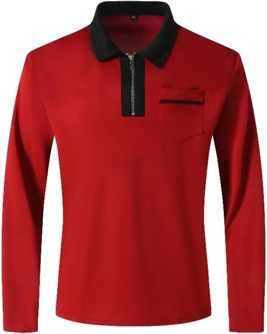 Mens Casual Quarter Zip Polo Shirt Business Office Work Slim Fit Long Sleeve Stretch Lightweight Sports Golf Collared T Shirt