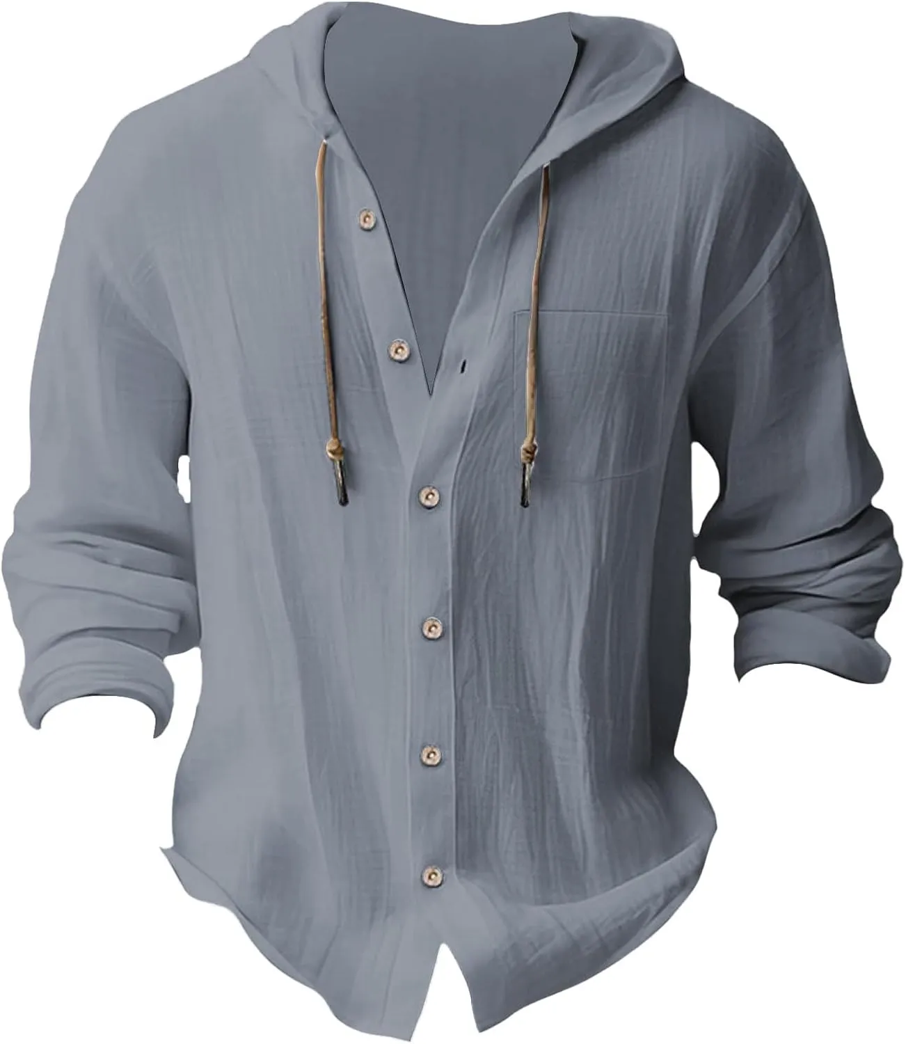 Mens Cotton Linen Shirts Casual Button Down Long Sleeve Hoodies Lightweight Summer Casual Hawaiian Beach Yoga Shirts