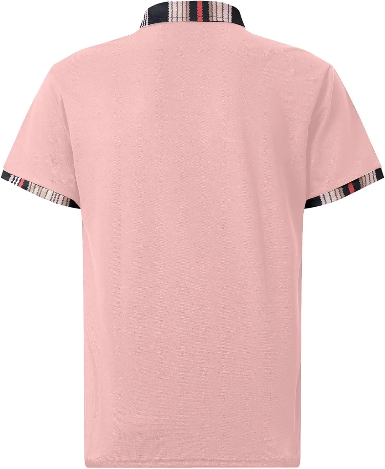 Men's Fashion Polo Shirt Casual Button Short Sleeve T-Shirts Classic Basic Plaid Collar Slim Athletic Golf Tops with Pocket