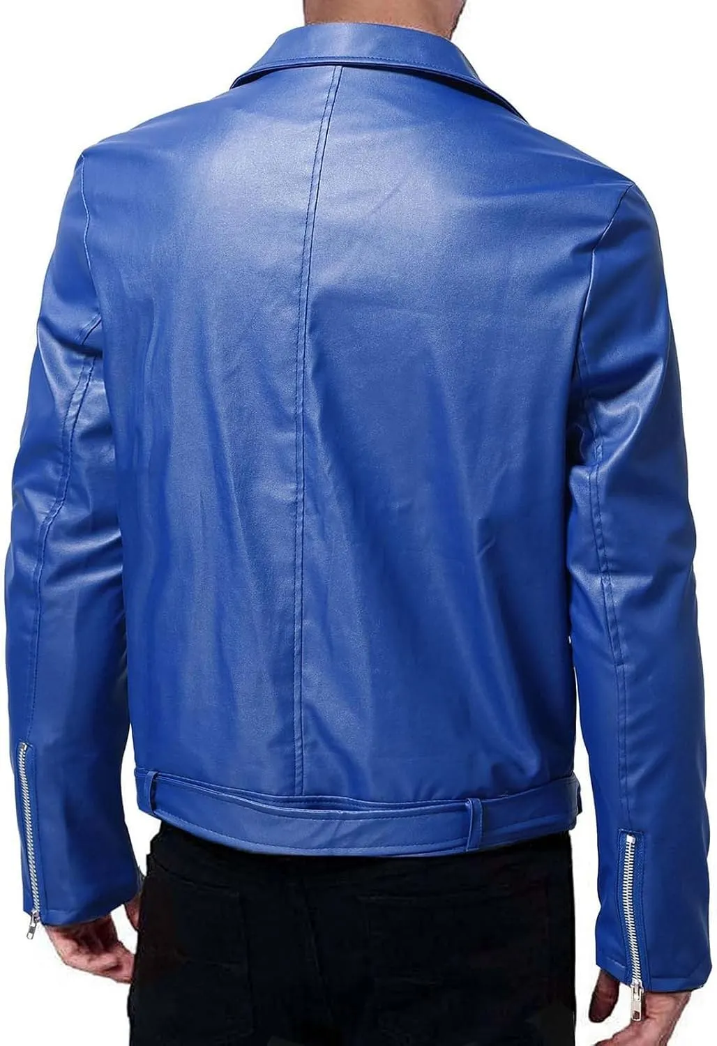 Men's Faux Leather Jacket Solid Color Notched Lapel Zipper Pocket Thermal Winter Fashion Casual Silm Fit Biker Jacket