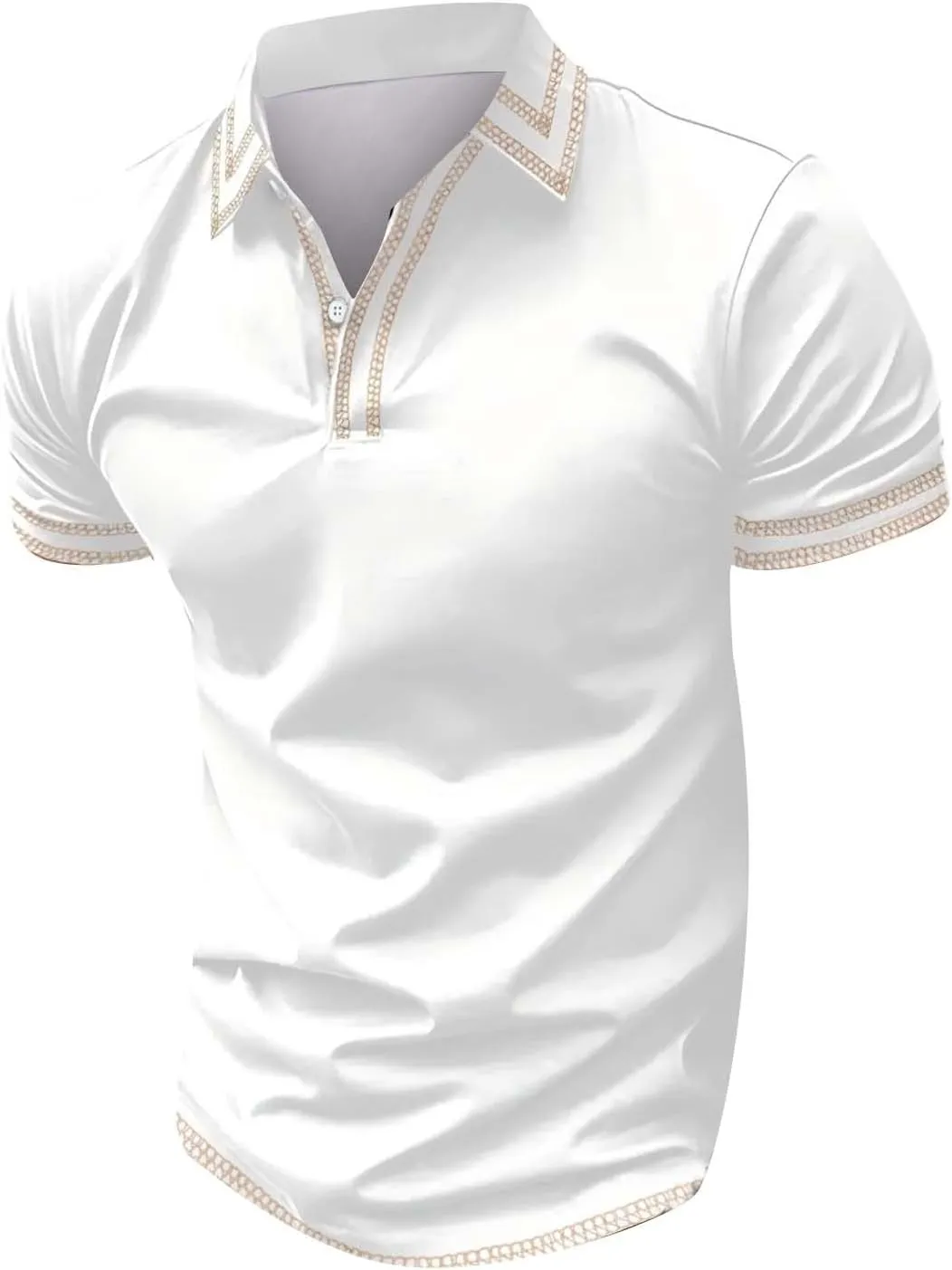 Mens Golf Shirts Short Sleeve Big and Tall Polo Shirt Button Collared Lightweight Muscle Tops Business Casual Summer