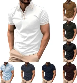Mens Golf Shirts Short Sleeve Big and Tall Polo Shirt Button Collared Lightweight Muscle Tops Business Casual Summer