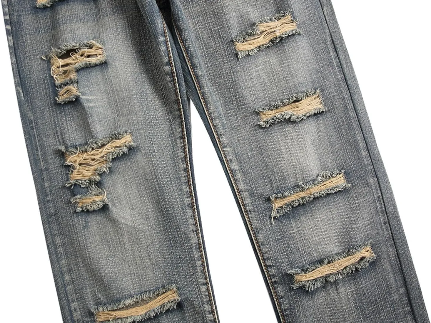 Men's Jeans Slim Fit Stretch Skinny Ripped Jeans for Men Stacked Distressed Straight Pants