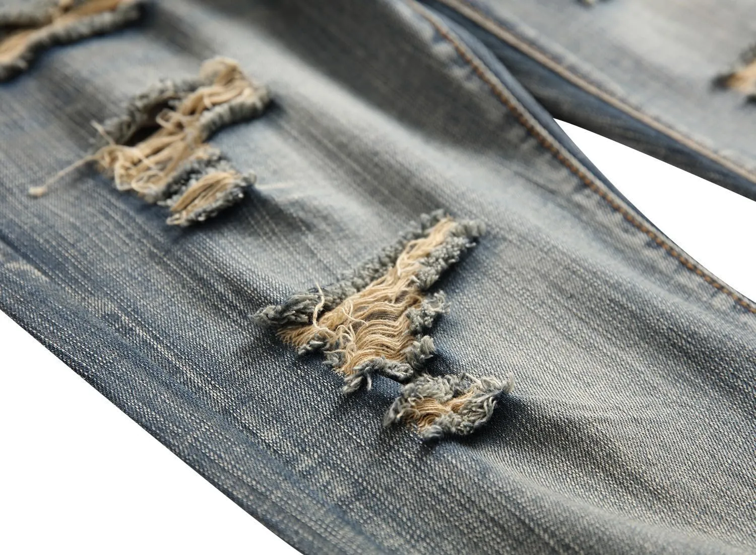 Men's Jeans Slim Fit Stretch Skinny Ripped Jeans for Men Stacked Distressed Straight Pants