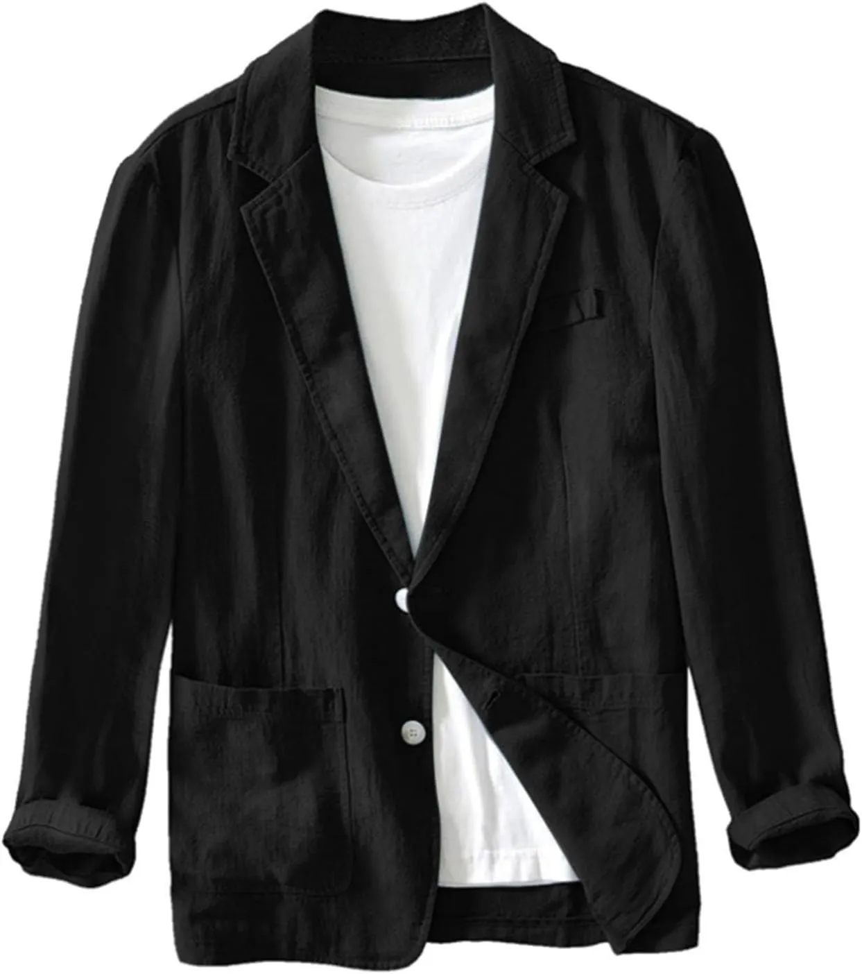 Men's Linen Blazer Shirt Tops Summer V Neck Casual Long Sleeve Work Shirts Drying Dressy Office Smart Formal Tops