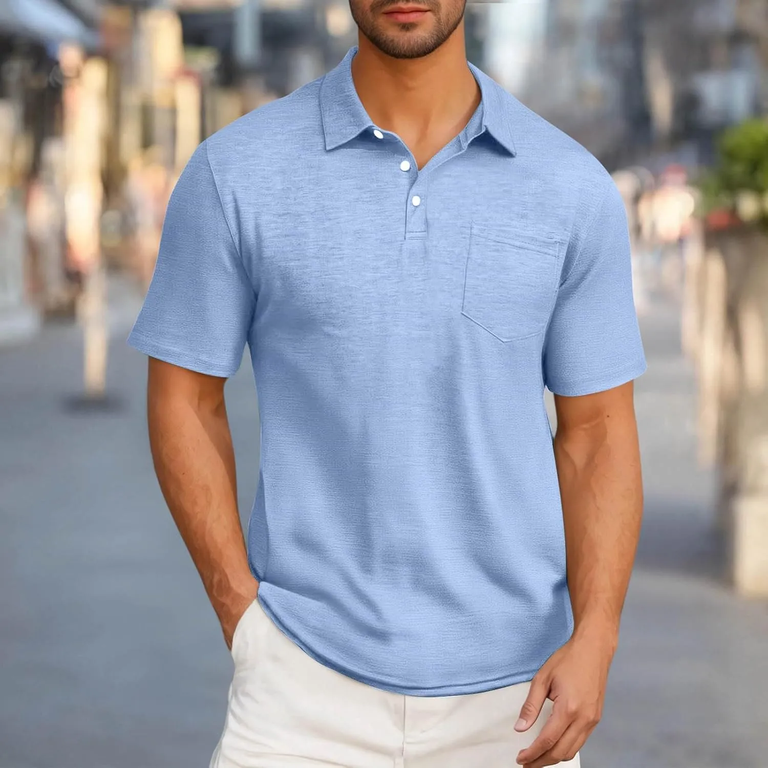 Mens Pique Polo Shirts Fashion Solid Color Performance Short Sleeve Tactical Shirt Moisture Wicking Baseball Tee Tops