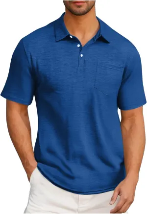 Mens Pique Polo Shirts Fashion Solid Color Performance Short Sleeve Tactical Shirt Moisture Wicking Baseball Tee Tops