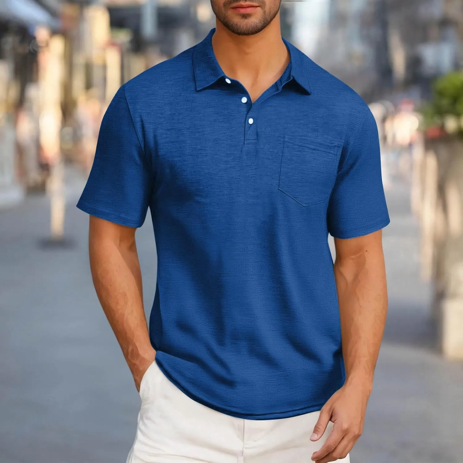 Mens Pique Polo Shirts Fashion Solid Color Performance Short Sleeve Tactical Shirt Moisture Wicking Baseball Tee Tops