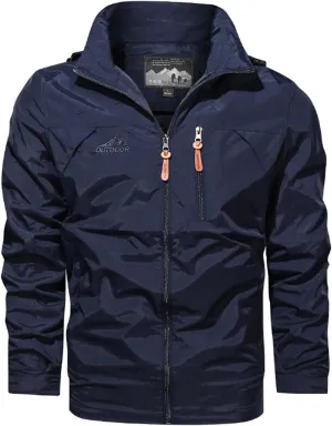Men's Raincoat Hoodie Soft Shell Rain Jacket Waterproof Hooded Hiking Raincoats Lightweight Windbreaker Outwear Men