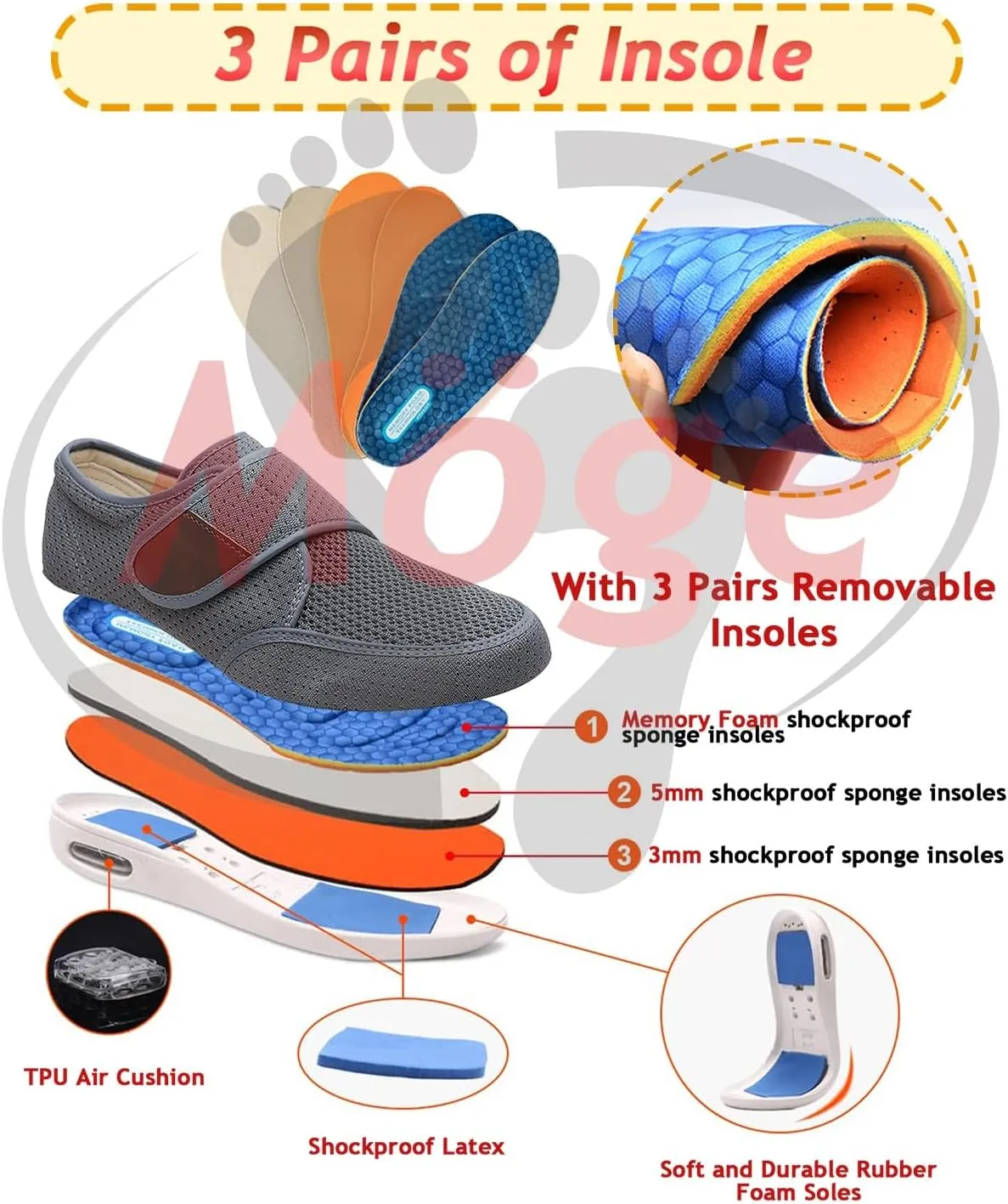 Men's Slip-On Loafers for Swollen Feet | Breathable Lightweight Casual Moccasin Sneakers | Comfortable Driving & House Shoes