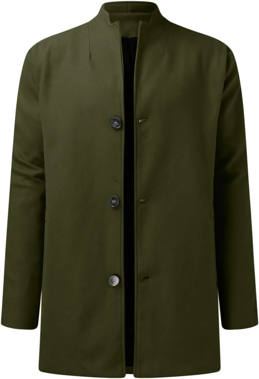 Mens Trench Coat Slim Fit Notched Collar Single Breasted Pea Coat Spring Warm Soft Overcoat Mid Long Wool Jacket Tops