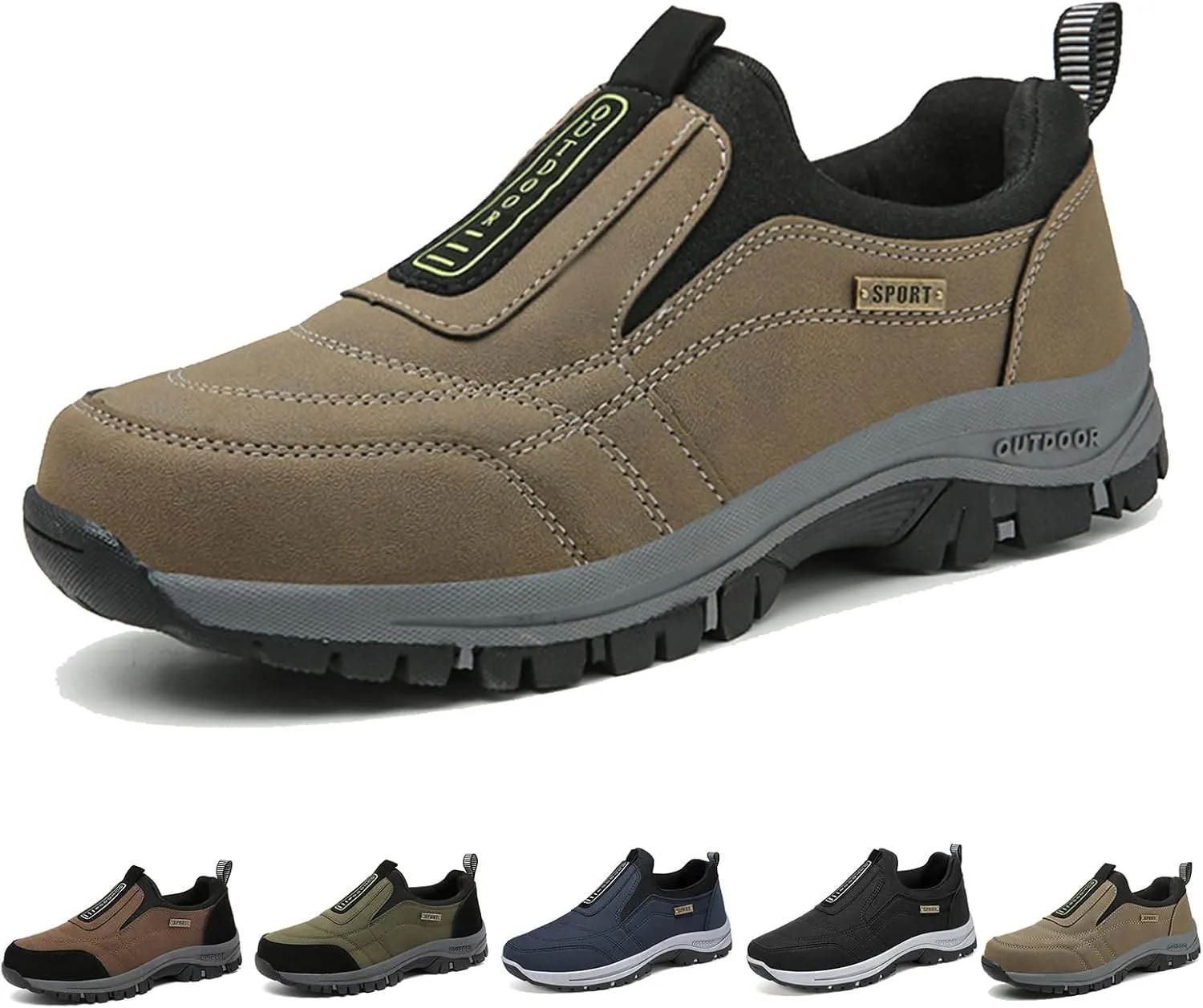 Men's Waterproof Hiking Shoes Hiking Boots Orthopedic Walking Shoes for Men Outdoor Casual Lightweight Non-Slip Hiking Shoes (Khaki,11.5 Wide)