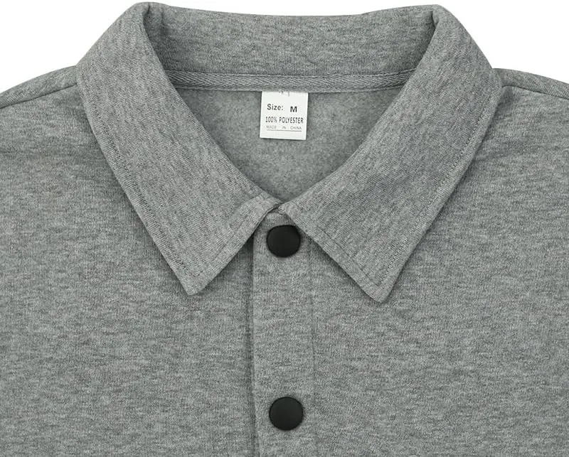 Men's Winter Trench Jacket Loose Fit Wool Blend Single Breasted Pea Coat Lapels Button Up Jacket Long Sleeve Polar Fleece