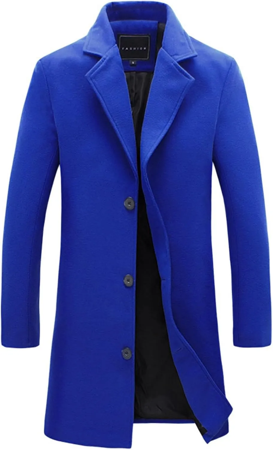 Men's Wool Blend Pea Coat Plus Size Notched Collar Single Breasted Trench Coats Fall Winter Warm Overcoat Jackets