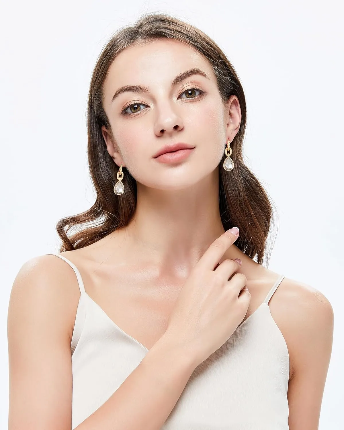 Mesovor Gold Crystal Hoop Earrings for Women Trendy, 18K Gold Plated Hoop Earrings | Emerald Green Black Crystal Dangling Earrings Jewelry Gift for Mother Wife