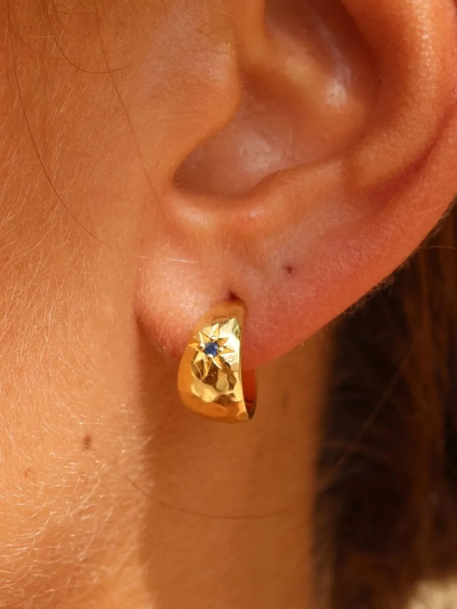 Mia Baby Sapphire Hoops - Gold