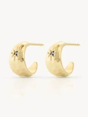 Mia Baby Sapphire Hoops - Gold