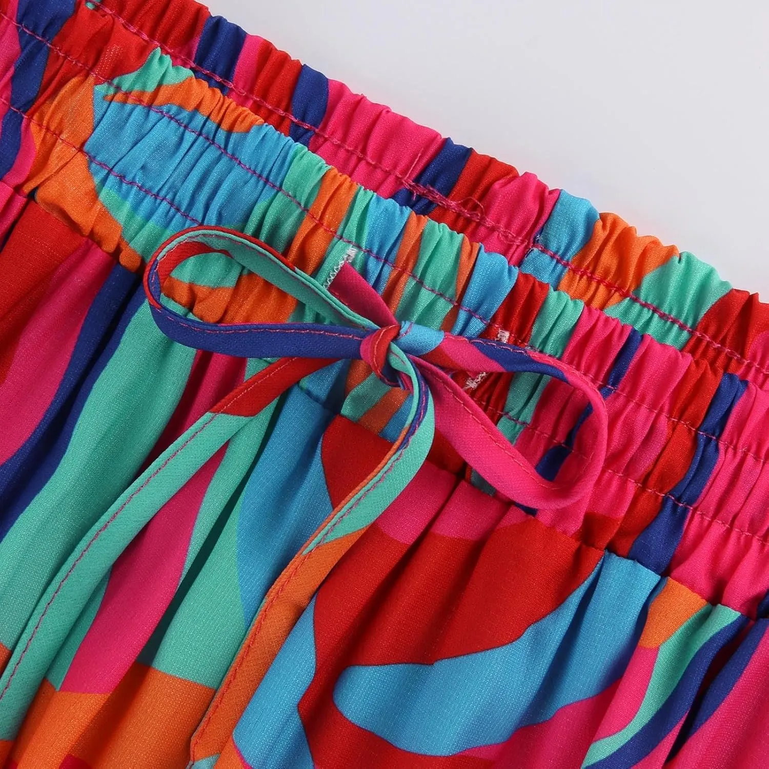 Midi Skirt,Linen Womens Boho Maxi Skirt with Pockets Trendy Flowy Long Skirts for Women 2025 Elastic High Waisted
