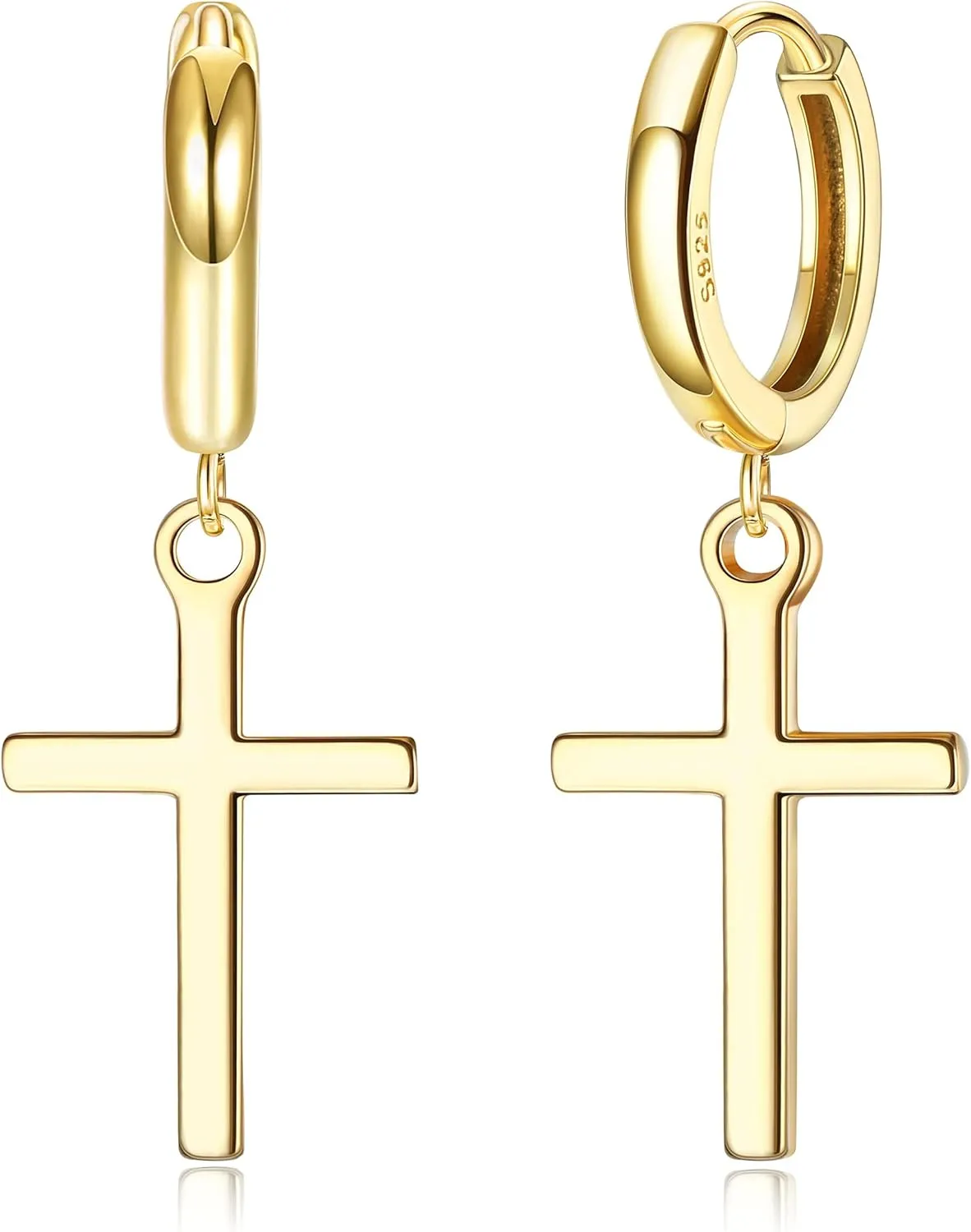MILACOLATO 925 Sterling Silver Hoop Earrings for Women 18K Gold Silver Plated Drop Dangle Hoop Earrings with Charms Cross Spike Moon Star Paperclip Link Statement Earrings Convertible Link Huggie Earrings Hypoallergenic