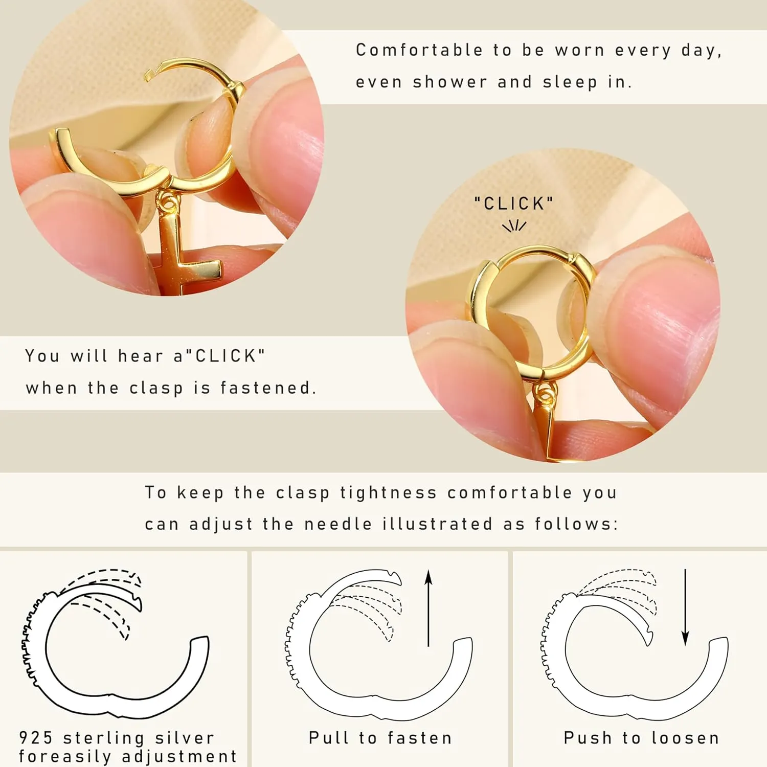 MILACOLATO 925 Sterling Silver Hoop Earrings for Women 18K Gold Silver Plated Drop Dangle Hoop Earrings with Charms Cross Spike Moon Star Paperclip Link Statement Earrings Convertible Link Huggie Earrings Hypoallergenic