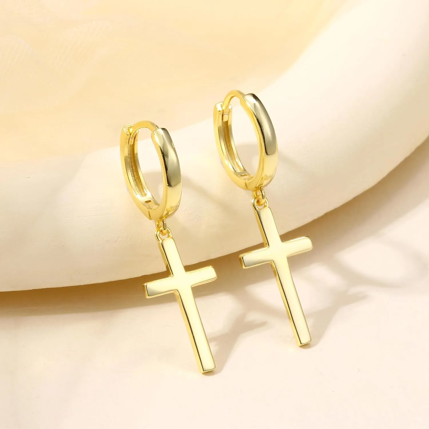 MILACOLATO 925 Sterling Silver Hoop Earrings for Women 18K Gold Silver Plated Drop Dangle Hoop Earrings with Charms Cross Spike Moon Star Paperclip Link Statement Earrings Convertible Link Huggie Earrings Hypoallergenic