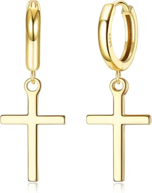 MILACOLATO 925 Sterling Silver Hoop Earrings for Women 18K Gold Silver Plated Drop Dangle Hoop Earrings with Charms Cross Spike Moon Star Paperclip Link Statement Earrings Convertible Link Huggie Earrings Hypoallergenic