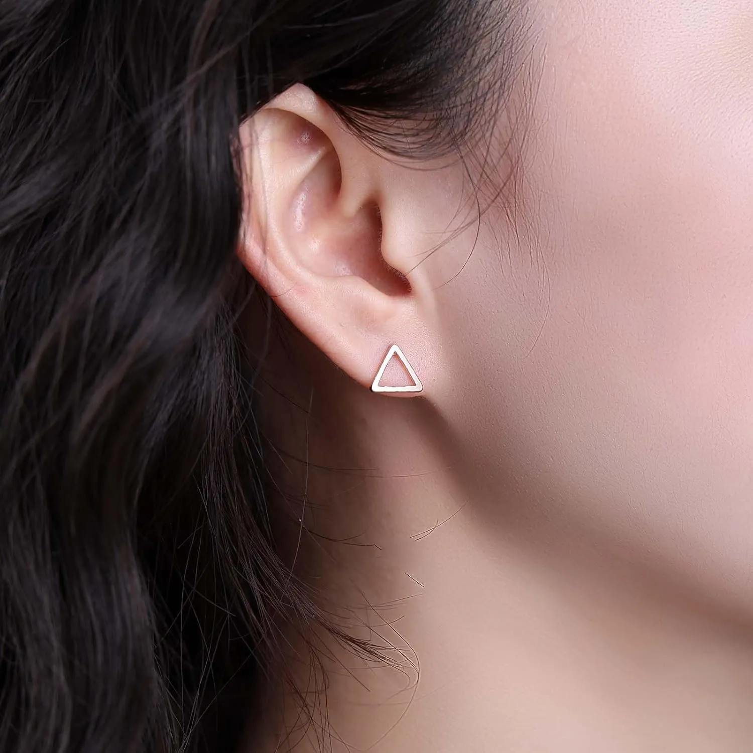 Minimalist Geometric Stud Earrings Hollow Triangle Earrings Tiny Gold Silver Earrings Open Triangle Stud Earrings Simple Earrings Stacking Earrings Jewelry for Women (Gold Triangle 1)