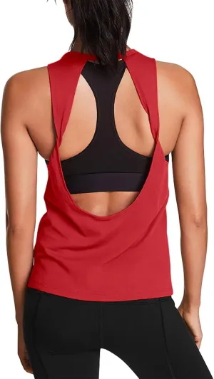 Mippo Workout Tops for Women Open Back Yoga Shirts Tank Tops Athletic Tops Gym Workout Clothes