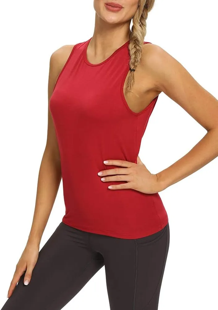 Mippo Workout Tops for Women Open Back Yoga Shirts Tank Tops Athletic Tops Gym Workout Clothes