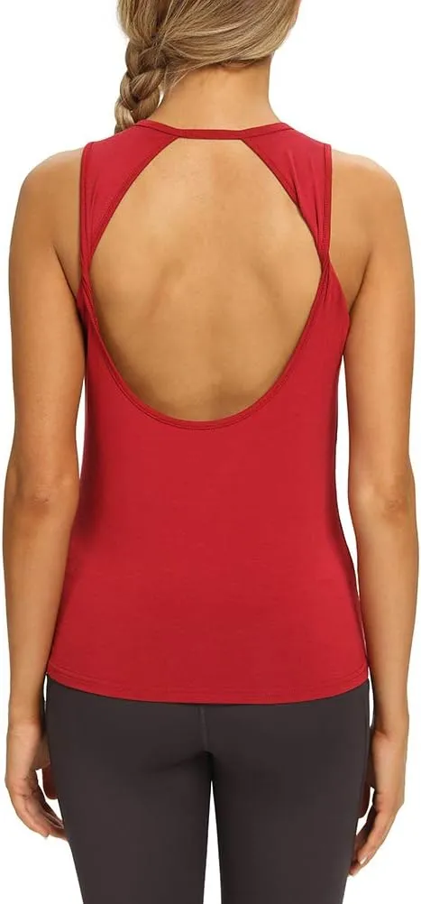Mippo Workout Tops for Women Open Back Yoga Shirts Tank Tops Athletic Tops Gym Workout Clothes