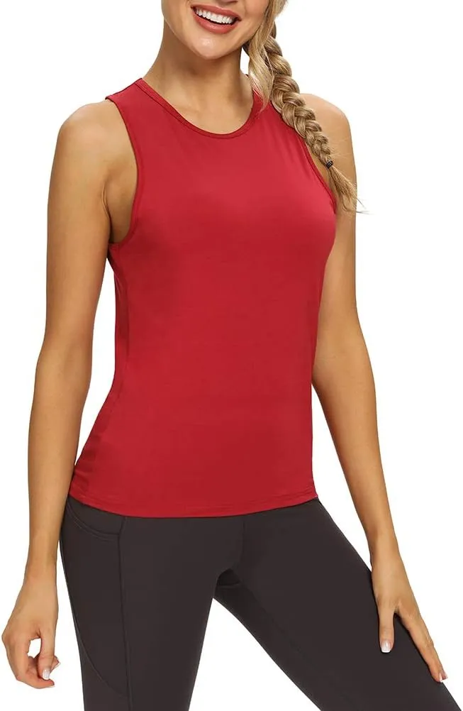 Mippo Workout Tops for Women Open Back Yoga Shirts Tank Tops Athletic Tops Gym Workout Clothes