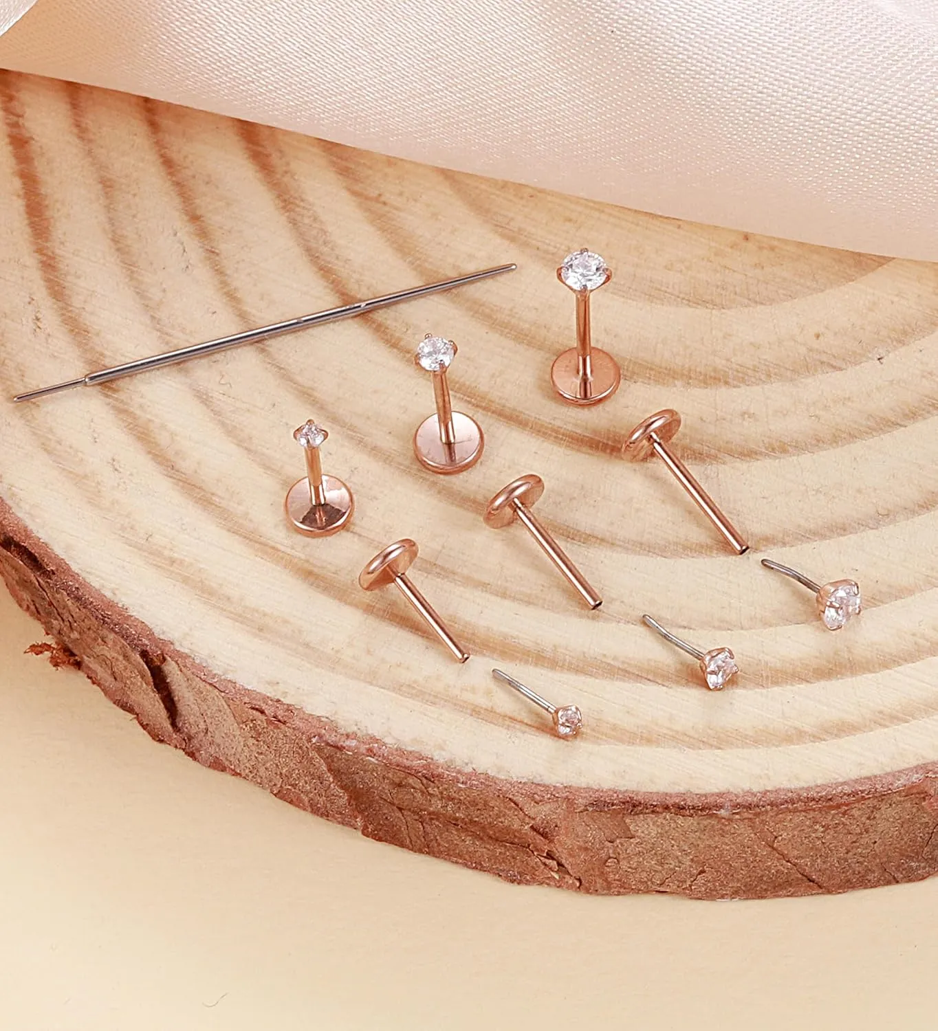 MJust Titanium Nose Ring Set, 18G Hypoallergenic L Shaped and Hoop Nose Stud Rings for Women & Men.