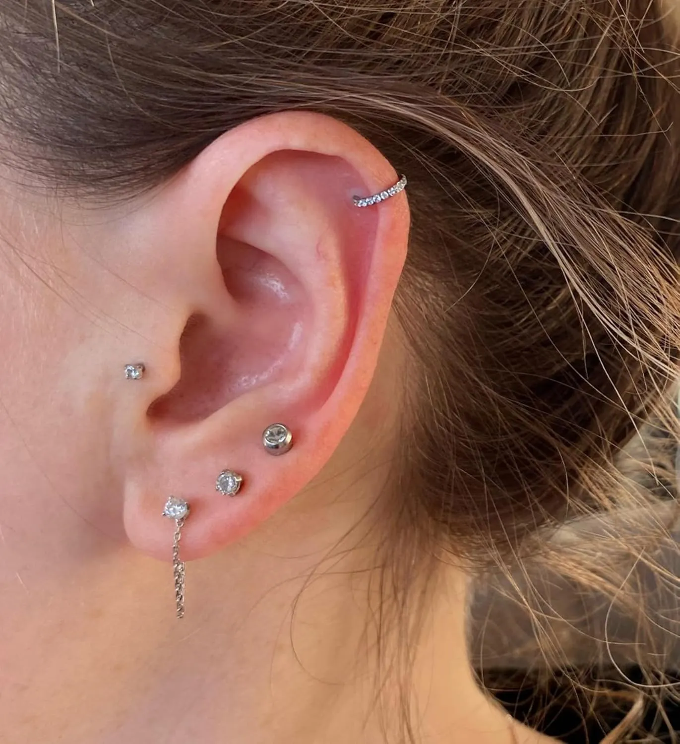 MODRSA Gold Cartilage Earring Silver Cartilage Piercing Jewelry 16g Helix Piercing Jewelry Cartilage Hoop Earring Helix Earrings Silver Cartilage Earring Stud 16 Gauge Cartilage Earrings for Women