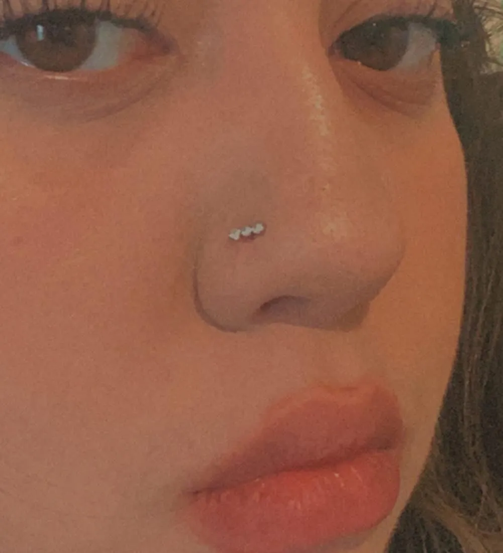 MODRSA Nose Studs 20g 22g Nose Stud L Shaped Diamond Nose Rings Stud for Women Surgical Steel Nose Rings Nose Screw Nose Piercing Stud Flower Heart Nostril Jewelry Silver Rose Gold