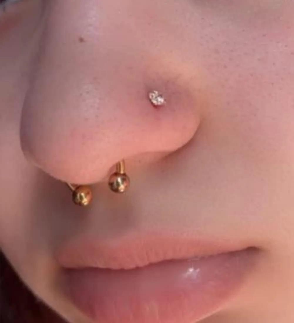 MODRSA Nose Studs 20g 22g Nose Stud L Shaped Diamond Nose Rings Stud for Women Surgical Steel Nose Rings Nose Screw Nose Piercing Stud Flower Heart Nostril Jewelry Silver Rose Gold