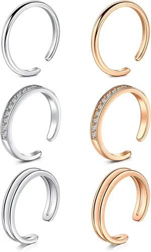 MODRSA Toe Rings for Women Toe Rings and Anklets for Women Toe Ring Adjustable Toe Rings Silver Rose Gold