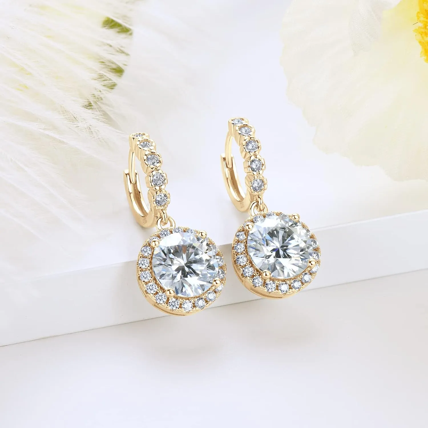 Moissanite Earrings, 925 Sterling Silver Dangle Earrings for Women, 1-3ct D-E Color VVS1 Moissanite Huggie Hoop Earrings for Sensitive Ears Hypoallergenic Christmas Jewelry Gifts