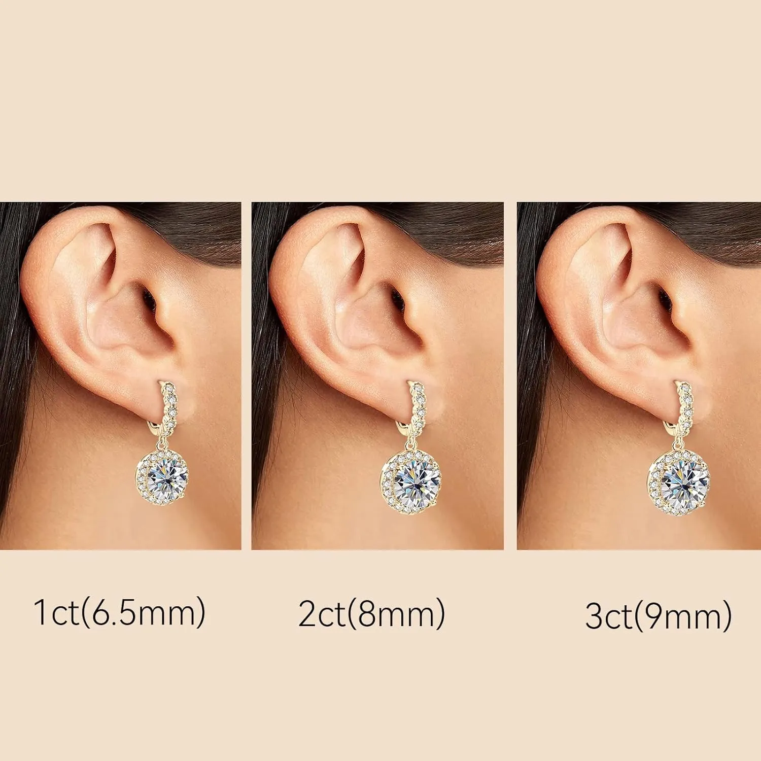 Moissanite Earrings, 925 Sterling Silver Dangle Earrings for Women, 1-3ct D-E Color VVS1 Moissanite Huggie Hoop Earrings for Sensitive Ears Hypoallergenic Christmas Jewelry Gifts